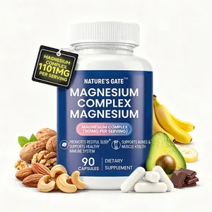 Nature's Gate 8-in-1 Magnesium Complex Supplement - 400mg Elemental Magnesium for Deep Sleep, Anxiety & Stress Relief, Muscle Recovery & Bone Support - 95% Daily Value, 90 Capsules
