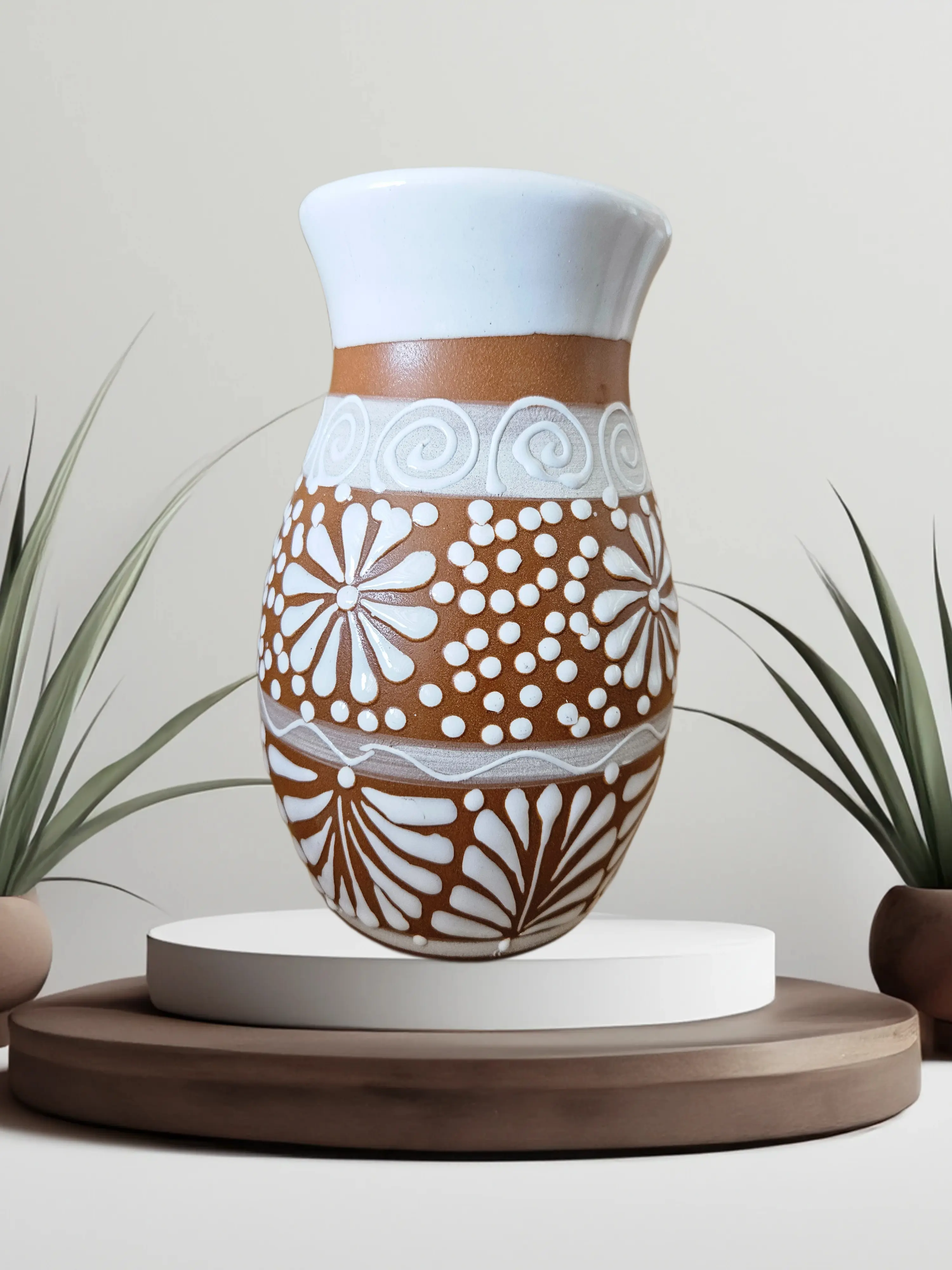 Mexican floral vase, hand-painted vase, Mexican pottery vases, cielito lindo decor