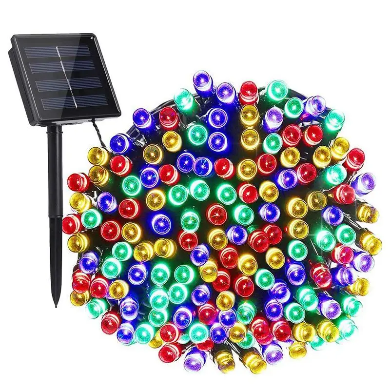 Solar Powered String Light, 100 LEDs Solar String Light with 8 Lighting Modes, Waterproof Outdoor Lighting Decoration for Wedding Party Garden Patio D