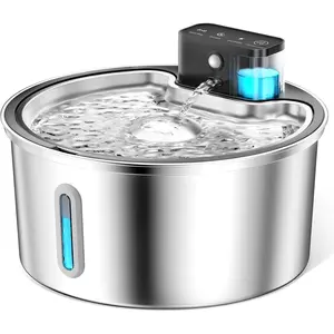 Wireless Cat Water Fountain Stainless Steel - 3.2L/108oz Cordless Pet Water Fountain Battery Operated Cat Water Dispenser Ultra Silent Rechargeable Water Fountains for Cats and Dogs
