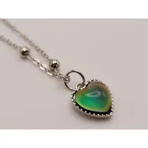 Changing Color Mood Stone Necklace Heart Necklace Mood