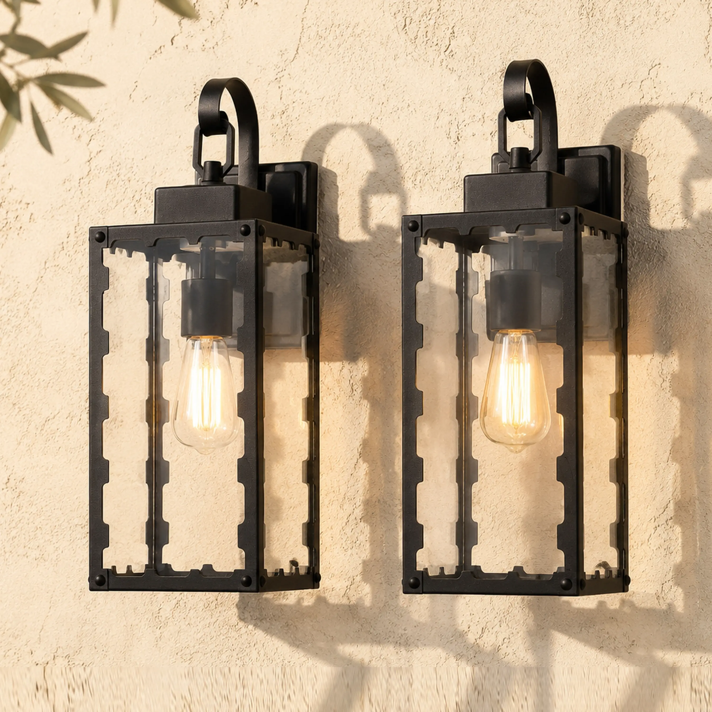 Large Size Outdoor Wall Lights, 18 Inch Oversized Matte Black Exterior Light Fixture with Clear Glass, Waterproof Front Porch Lighting, Modern Sconces Lantern for House, Garage, ETL Listed