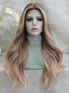 IMstyle Kristy pre plucked strawberry blonde with money piece 26inches glue less lace front wigs T1FH045-Kristy