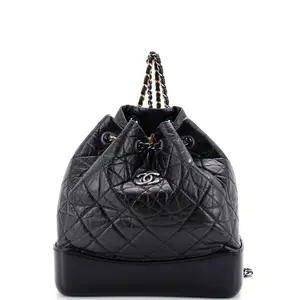 Pre-owned CHANEL Leather Backpacks Gabrielle Backpack Quilted Aged Calfskin Small by Rebag