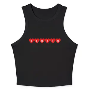 Benito Heart Racer Tank Top, Heart Graphic Y2K Shirt, Women's Micro Rib Summer Tank