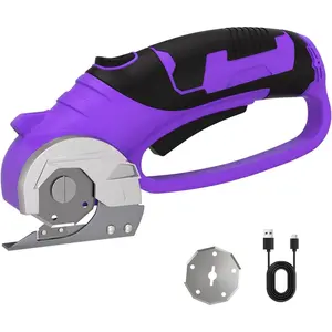 Cordless Electric ,4V Rechargeable Cardboard & Carpet ,Electric Self-Sharpening Rotary  for Fabric,Heavy Duty Scissor with LED Light for Crafts Leather or Plastic Packages,