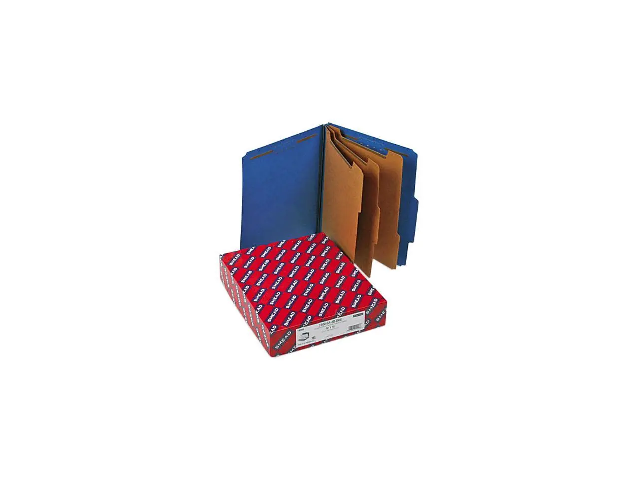 Smead 14096 3" Expansion Classification Folder, 2/5 Cut, Letter, Eight-Section, Blue, 10/Box