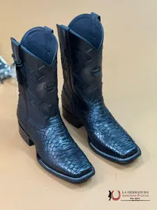 MAHUESTIC PYTHON BLACK SQUARE TOE -WA0601