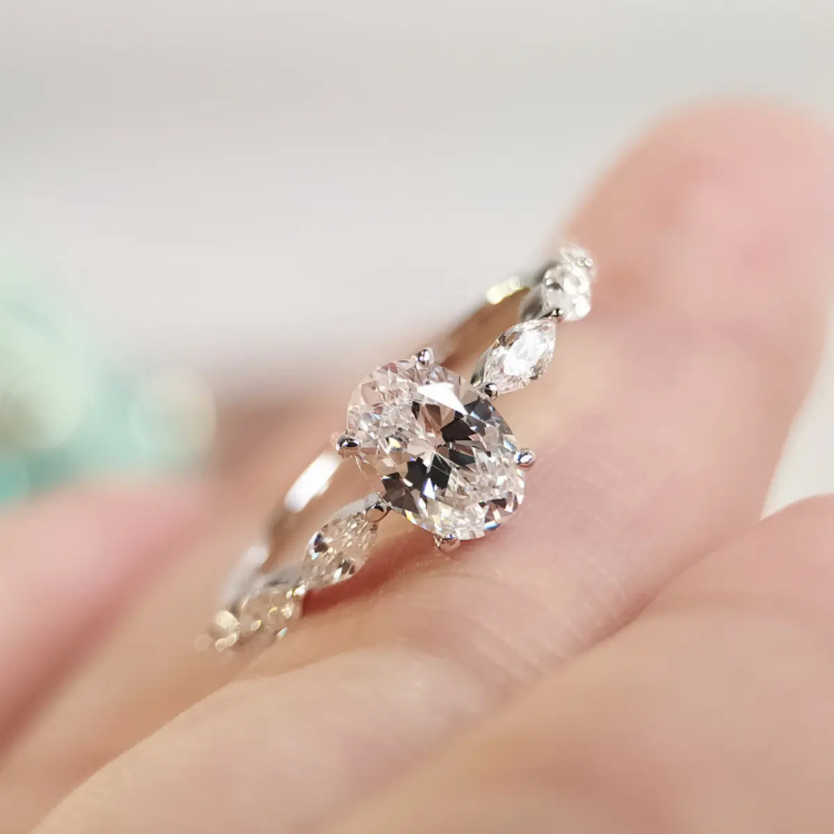 Simulation Moissanite Big Diamond Diamond Ring Female Ring Ins European and American Engagement Ring Party Wedding