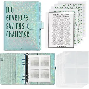 100 Envelopes Money Saving Challenge Binder, Save 5050 Dollars 100 Day Envelope Challenge Binder with 100 Cash Envelopes, Tracker, and Stickers