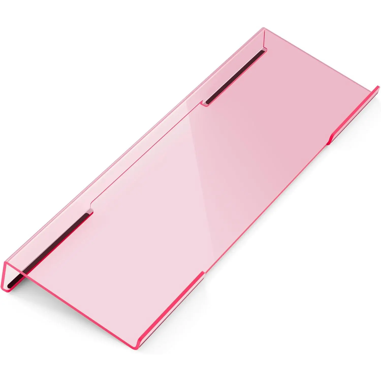 Clear pink ergonomic computer keyboard stand — tilted elevated holder riser for desktop office and home desk work