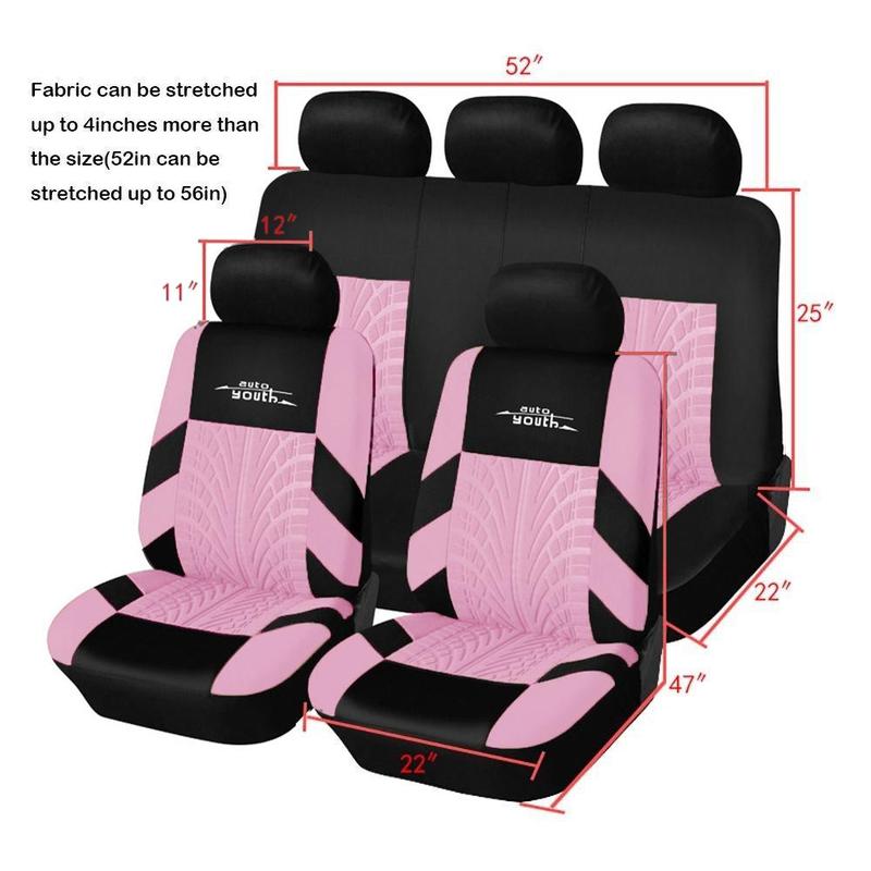5-Seater Cute Car Seat Covers Universal, Fabric Stylish Car Seat Protectors for Front & Rear Seats, Airbag Compatible, Fits Most Cars SUVs & More, Car Interior Accessories