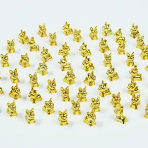 30pcs Miniature Golden French Bulldog Statue, Golden Miniature French Bulldog Ornament, Miniature Garden Landscape, Dollhouse, Cake Decoration, Potted Plant, DIY Handmade Jewelry, Party Gift