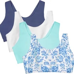 [PACK OF 4] Womens Summers 100% Cotton Built Up Tank Style Sports Bra Value Pack