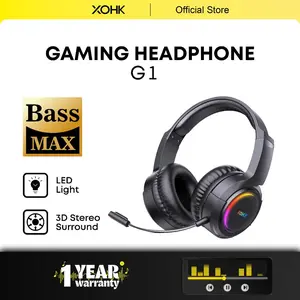 Gaming LED Headset, Surround Sound, 50mm Drivers, Microphone, 3.5mm Audio Jack, Durable, Noise-Free