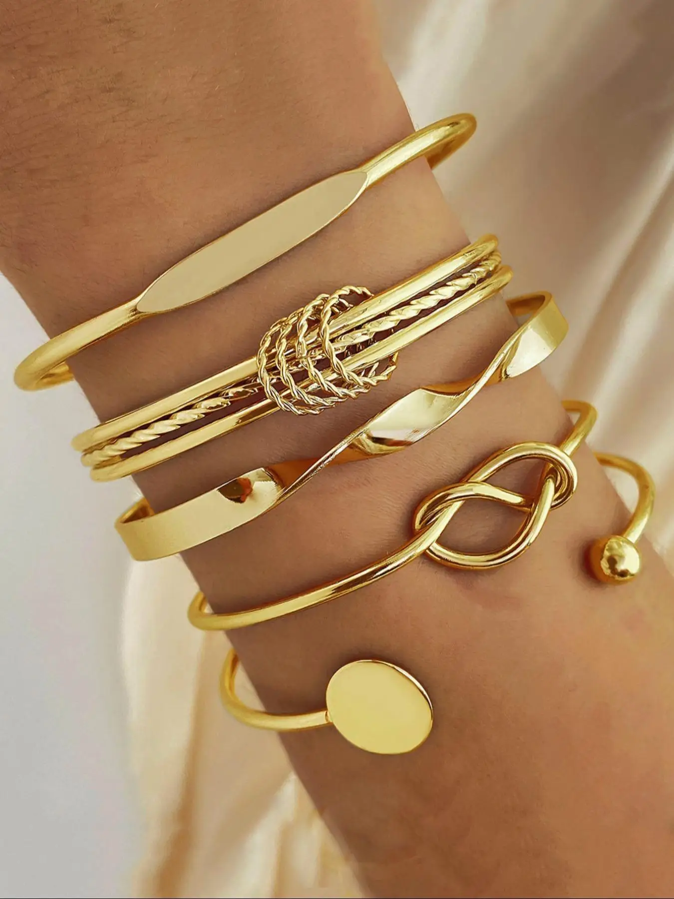 Trendy All-match Bracelets, 5pcs Fashionable Vintage Mixed Style Punk Knot & Twist Design Bracelet, Fashion Accessories for Women & Girls