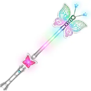 FlashingBlinkyLights Light Up LED Pretty Butterfly Fairy Wand for Girls - Bright Multicolor LEDs with 3 Light Settings for Cosplay & Halloween