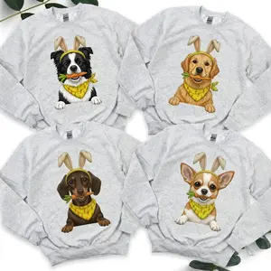 Easter Dog Peaking Bunny Ears Sweatshirt, Watercolor Easter Dog Bunny ears, Dog Mom Coquette Sweatshirt, Happy Easter Day, Easter Bunny Dog