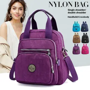 Casual Backpack Women Shoulder Bag Ladies Crossbody Bag Nylon Handbag Daypack for Work Travel Daily Use Navy Blue