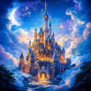 5D DIY Full Drill Round Diamond Painting Kits - Diamond Art Kit Dream Castle Mosaic, Canvas - DIY Decor, Home Wall Art, Suitable for Halloween and Christmas, Birthday and Anniversary Gifts