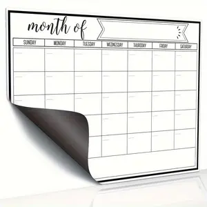 Magnetic erasable whiteboard calendar-with erasing function, the whiteboard surface is convenient for schedule planning, and it is suitable for daily organization tools in offices and kitchen refrigerators Monthly Planner Magnet