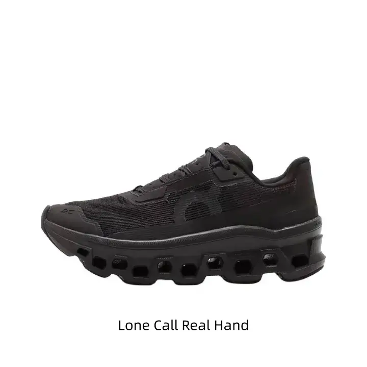 All Black Perforated Mesh Running Shoes Hollow Cutout Chunky Platform Sneakers Shock Absorbing Anti Slip Road Trainers for Men Women
