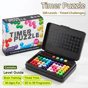 Kids Upgraded Timer Pyramid Magic Bead Puzzle Toy - Logic Thinking Training Brain Teaser Educational Intelligence Game Gift