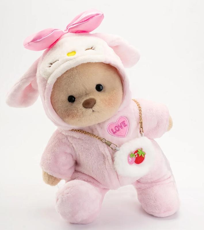 Dress Up Teddy Bear | Getahug 12 Inches Stuffed Animal for Collectible Toy Gift, Interchangeable Outfits Mink Hat,Blue shark,Pink Dino,Fluffy Elephant & Love Heart Sweater,Moderate Size Plushies Toy