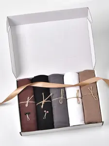 5pcs Women's Plain Muslim Headscarf Gift Set, 165*55cm Soft Long Scarf, Fashionable Hijab Wrap, Daily Wear, Holiday Gift