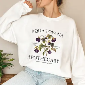 Aqua Tofana Apothecary Sweatshirt Women's Sweatshirt Casual Print Long Sleeve Round Neck Pullover for Daily Wear, Ladies Clothing Fall & Winter Fashion Unisex Sweatshirts