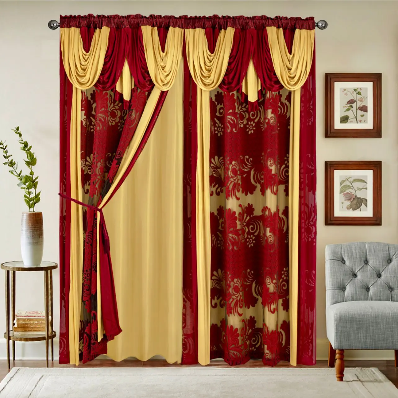Elegant Window Curtain 6 pair of curtain Set of 2pc
