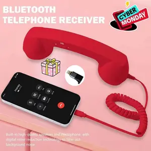 Retro Choice-Bluetooth Phone Handset, Wireless/Wired & USB Mobile Phone Receiver for Comfortable Calls, Type-C Port, Perfect for Halloween, Christmas & Part, excellent sound quality,headphone earphones noise reduction, Cyber Monday Black Friday
