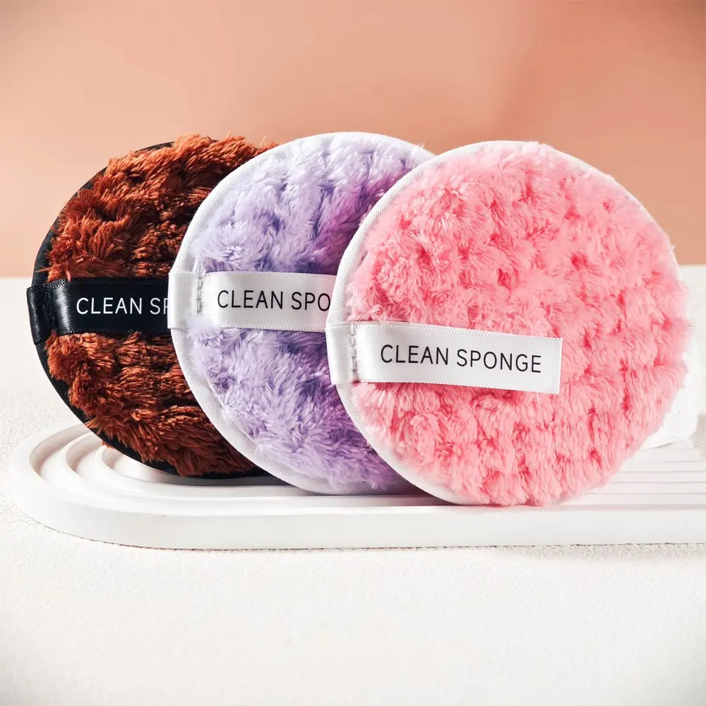 3pcs/Random color 1pc Lazy Makeup Remover Puff, Makeup Remover Tool, Soft & Skin-Friendly Reusable Cleansing Puff for Facial Cleansing & Makeup Removal
