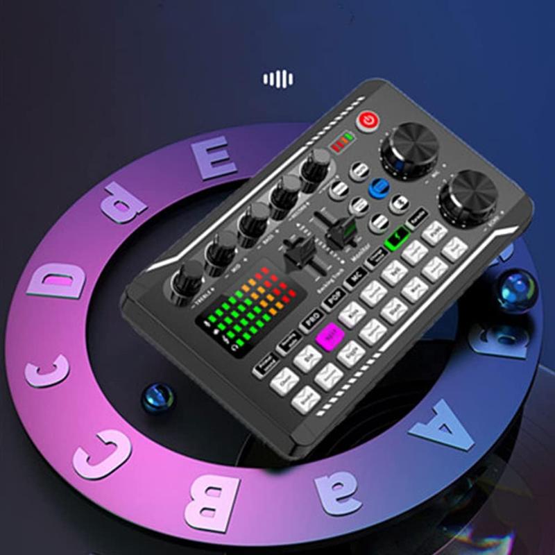 Facmogu F998 Live Sound Card Audio Mixer, Podcast Audio Interface with DJ Mixer Effects, Voice Changer with Sound Effects for PS4 PS5 Karaoke Tiktok YouTube Live Streaming Record Gaming