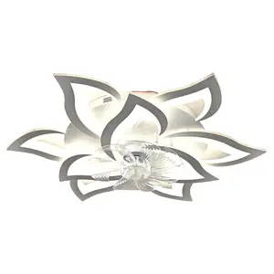 31.1 Inch Modern Ceiling Fan with Lights Remote Control, 6 Speed 3 Color Dimmable Ceiling Fan Lamp Silent Fandelier with Invisible Blades for Living Room Bedroom Home Decoration