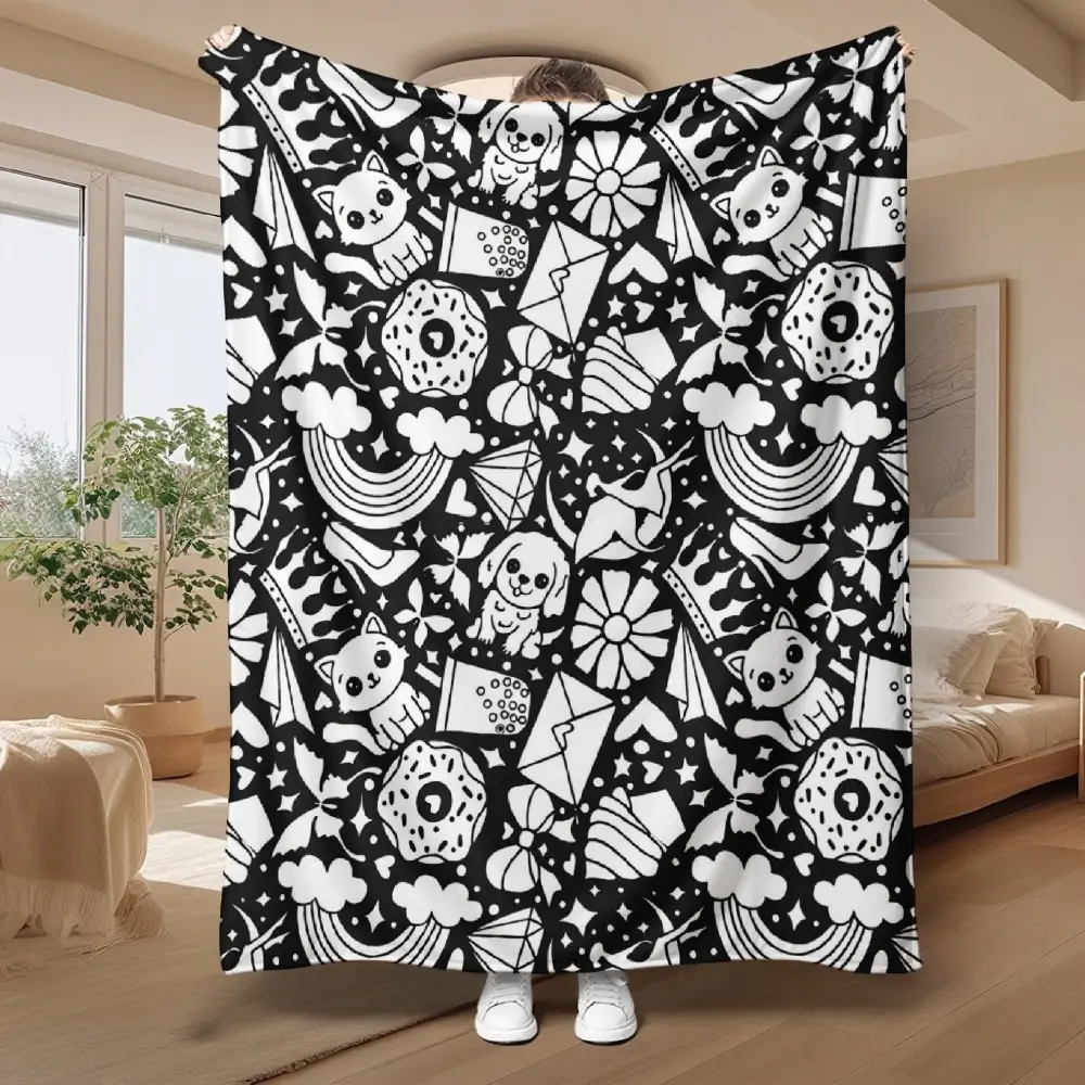 DIY Colorable Customized Flannel Thick Blanket Shawl - Cozy Aesthetic, Warm Aesthetic, Soft Texture, Multi-Size, Stain Resistant, Adult-Focused, Christmas Creative Gift, Home Decoration Essential
