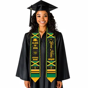 Custom Jamaica Satin Graduation Sash 2026, Jamaica American Flag Graduation Stole, Personalized Jamaican Class of 2026 Stole, Custom Name School Grad Sash Gift