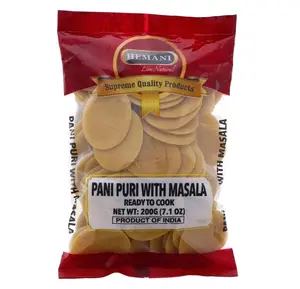 HEMANI Pani Puri - Coins - Comes with Masala - Ready to Cook - 200g (7.1 oz) - All Natural, Vegan & Non-GMO - Indian Origin