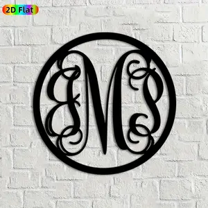 1pc Monogram Metal Wall Art, Elegant Monogram Statue Mural, Ideal Gift for New Year, Easter, Monogram Decor Enthusiasts, Rust-Resistant Metal Wall Decor Wall Sculptures, Perfect for Indoor Wall & Outdoor Fence, Home Decor