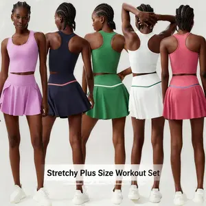 Tennis Suit Set Women Plus Size Elastic Yoga Fitness Suit Running Badminton Sports Two-piece Clothes