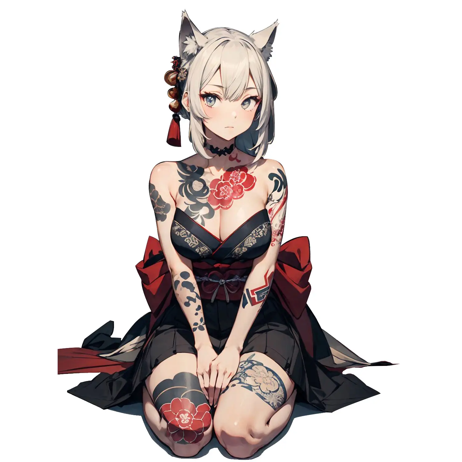 Fox Girl Anime Vinyl Sticker for Car Window, Laptop, PC Case, Phone, Japanese Fantasy Manga Decal, Glossy Waterproof Collector Gift for Anime Fans