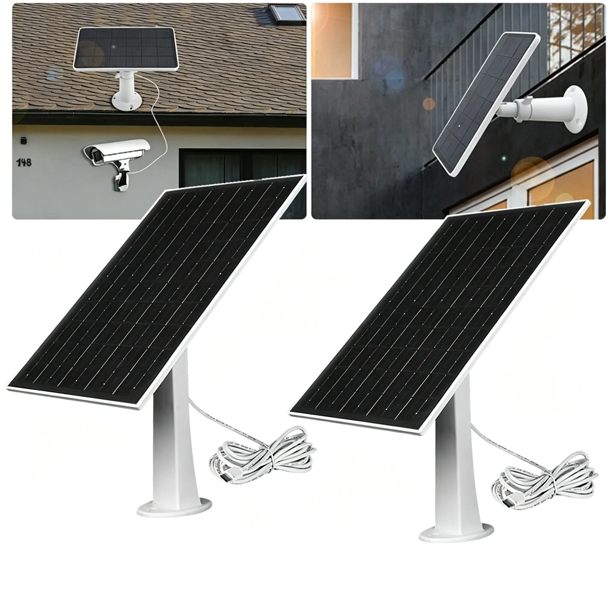 5W Solar Panel for Wireless Outdoor Security Cameras - Outdoor Solar Device with 3m Type-C Charging Cable, Outdoor Solar Devices, Solar Security Camera