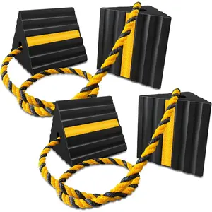 Rubber Wheel Chocks for RV Trailer Camper   Aircraft Boat, Versatile Rubber Chocks Block Stopper for Tire with Reflective Strips, Utility Trailer Camper RV Accessories