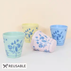 Vintage Botanical Reusable Cups (x 4)