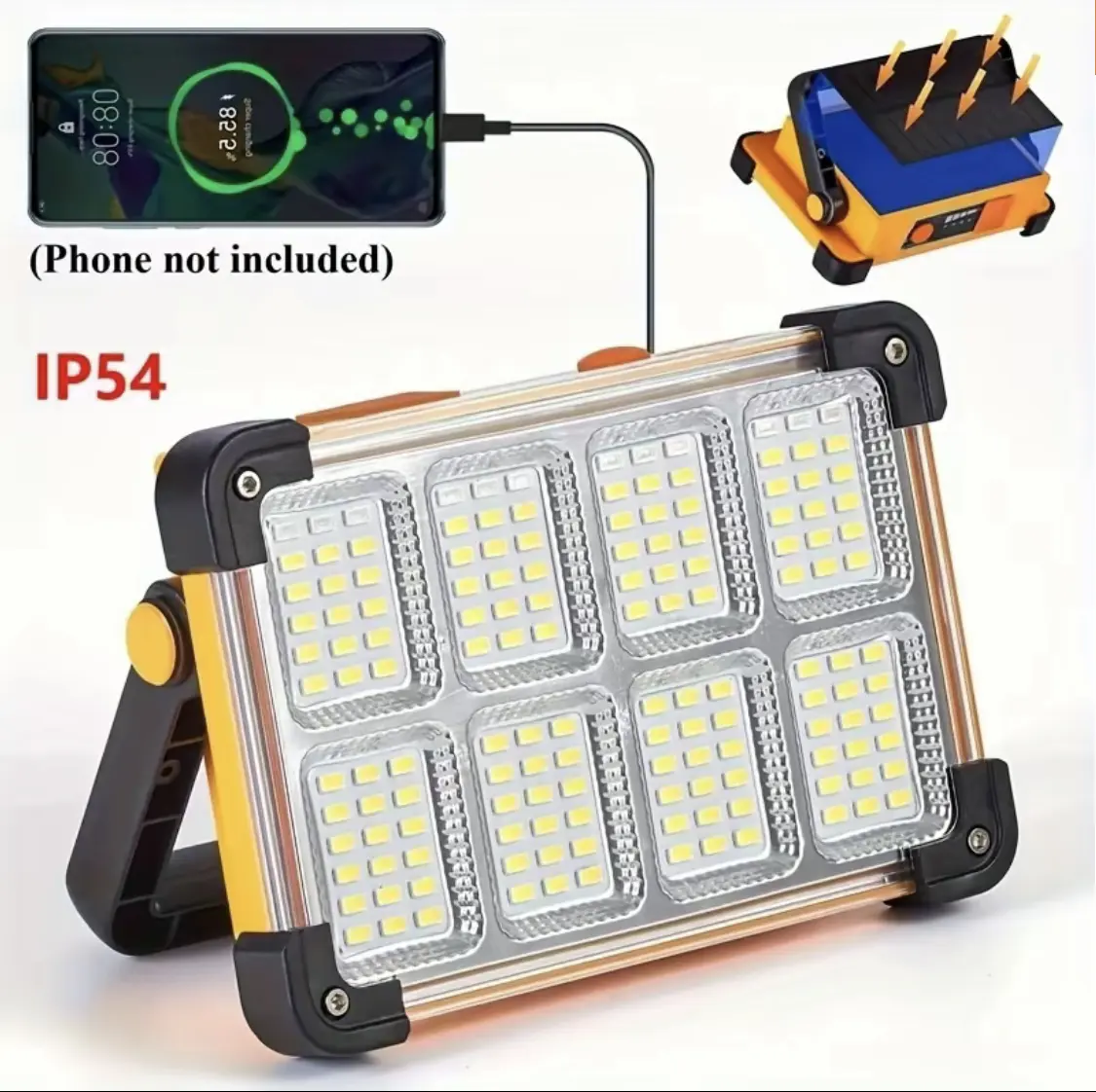 New Solar Rechargeable Portable Outdoor Flashlight - USB Multifunctional, IP65 Waterproof, Power Outage Emergency Lighting, Phone Charging Capability