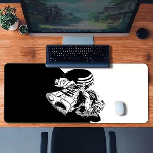 Anime Death Style Mouse Pad Black And White Gaming Mouse Pads Cool Mousepad Rubber Stitched Edges Non Slip Mousepad Keyboard Pad XXL Large Extended Desk Accessories Desk Decor For Office, Halloween