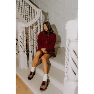 Cozy Cuddles Knit Cardigan in Maroon