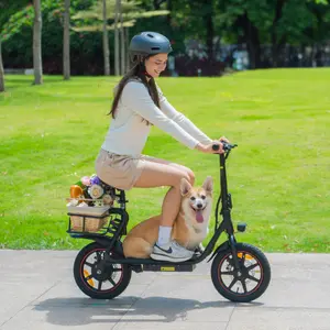 DYU C4 Electric Scooter with Seat, 14 inch Folding E-Scooter with 36V 10Ah Battery, Up to 25 Miles Range, 15.5Mph Max Speed,250W Motor,Large Capacity Basket, Double Disc Brakes, Compact Portable