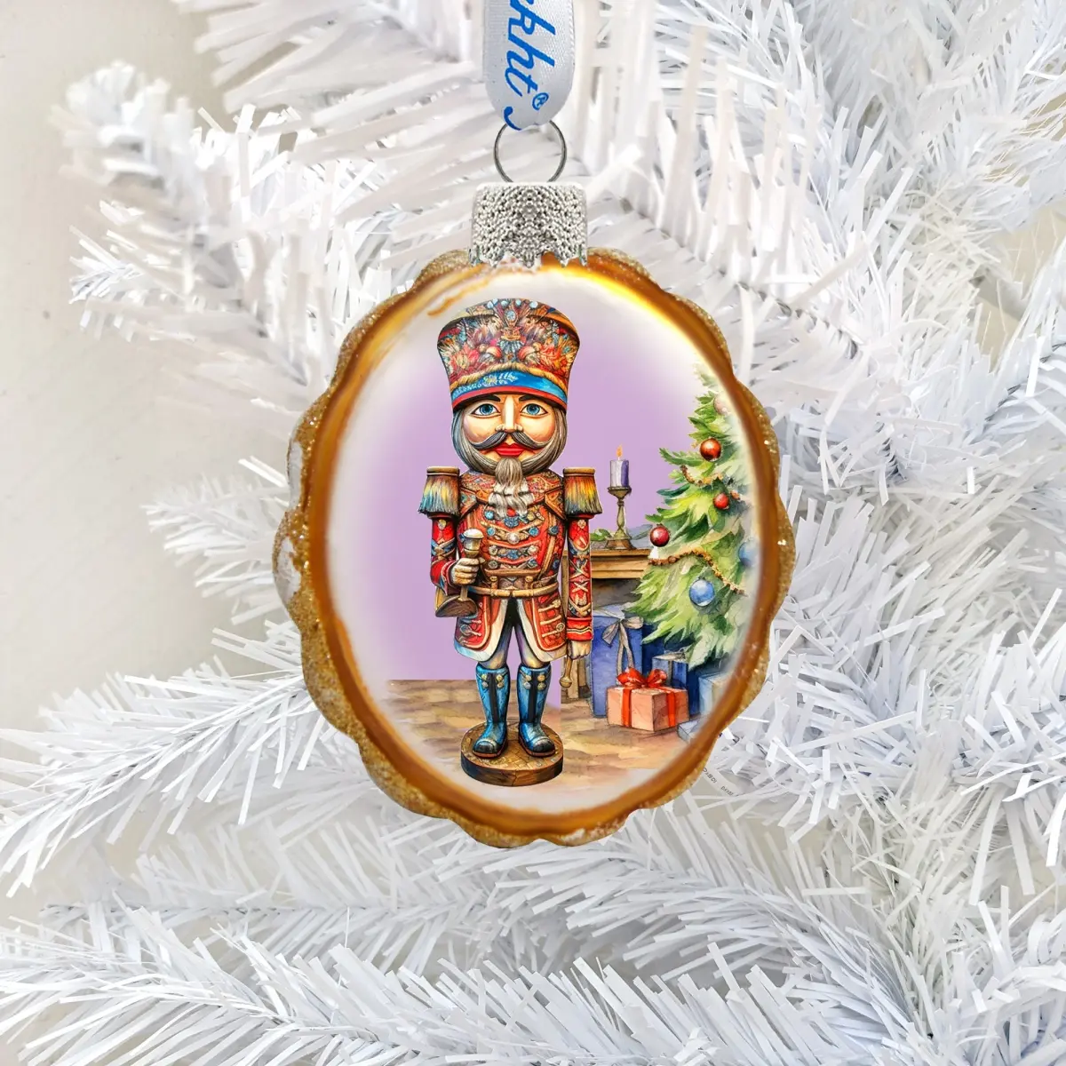 Designocracy 776023 Painting Nutcracker Figure Mercury Glass Ornaments, 3x2 in., Satin Box-Included Festive Christmas Home Decorations Gift