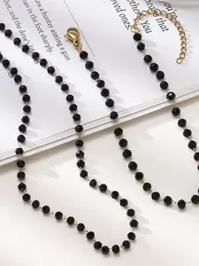 Handmade Bead Cut Edge Bracelet Necklace Set, Stainless Steel & Chain, Elegant Jewelry Gift for Women